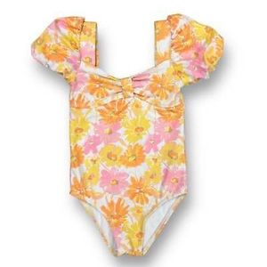 Janie & Jack Pink and Orange Floral Swimsuit